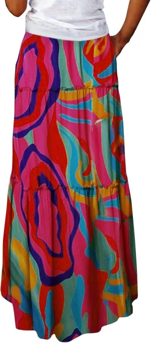 Chiffon Skirts for Women Smocked Business Floral Festival Pleated Beach Trendy Vacation Swing Country Flutter Skirts
