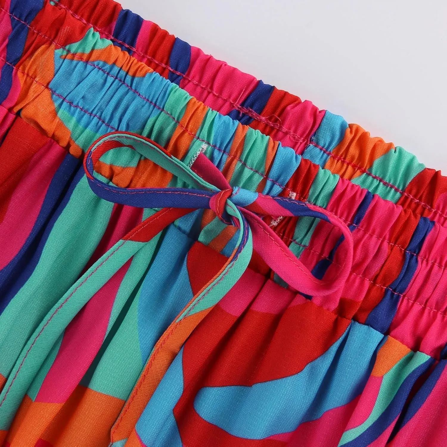 Chiffon Skirts for Women Smocked Business Floral Festival Pleated Beach Trendy Vacation Swing Country Flutter Skirts