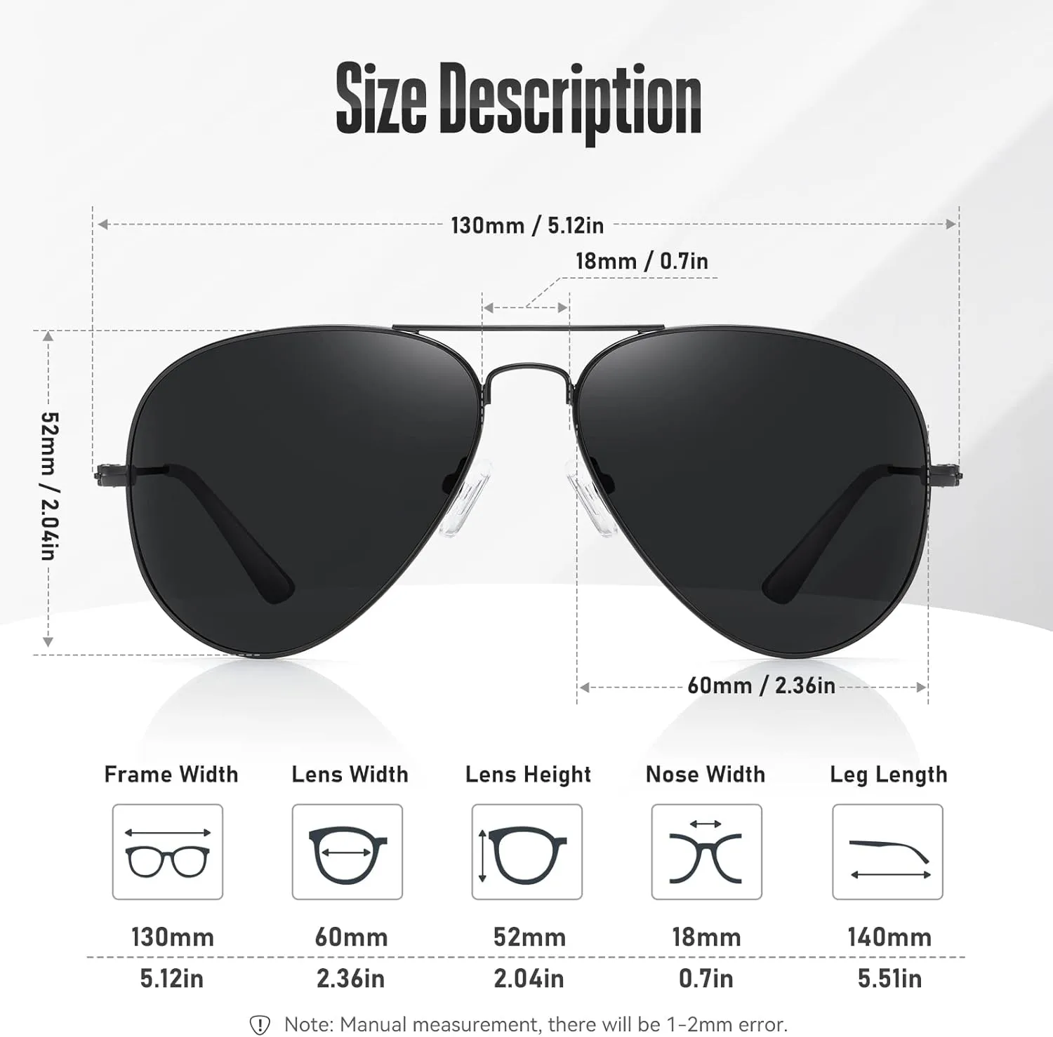 Classic Aviator Sunglasses for Men Womens Driving Polarized Sunglasses