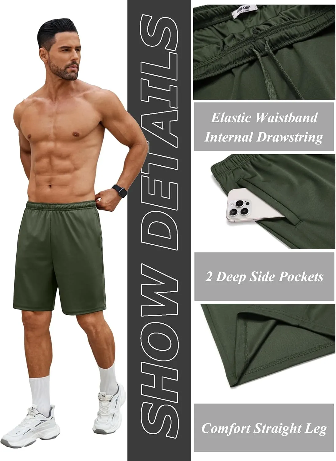 COOFANDY Men's Gym Workout Shorts 7 Inch Stretch Athletic Shorts Lightweight Running Training Short Pants with Pockets