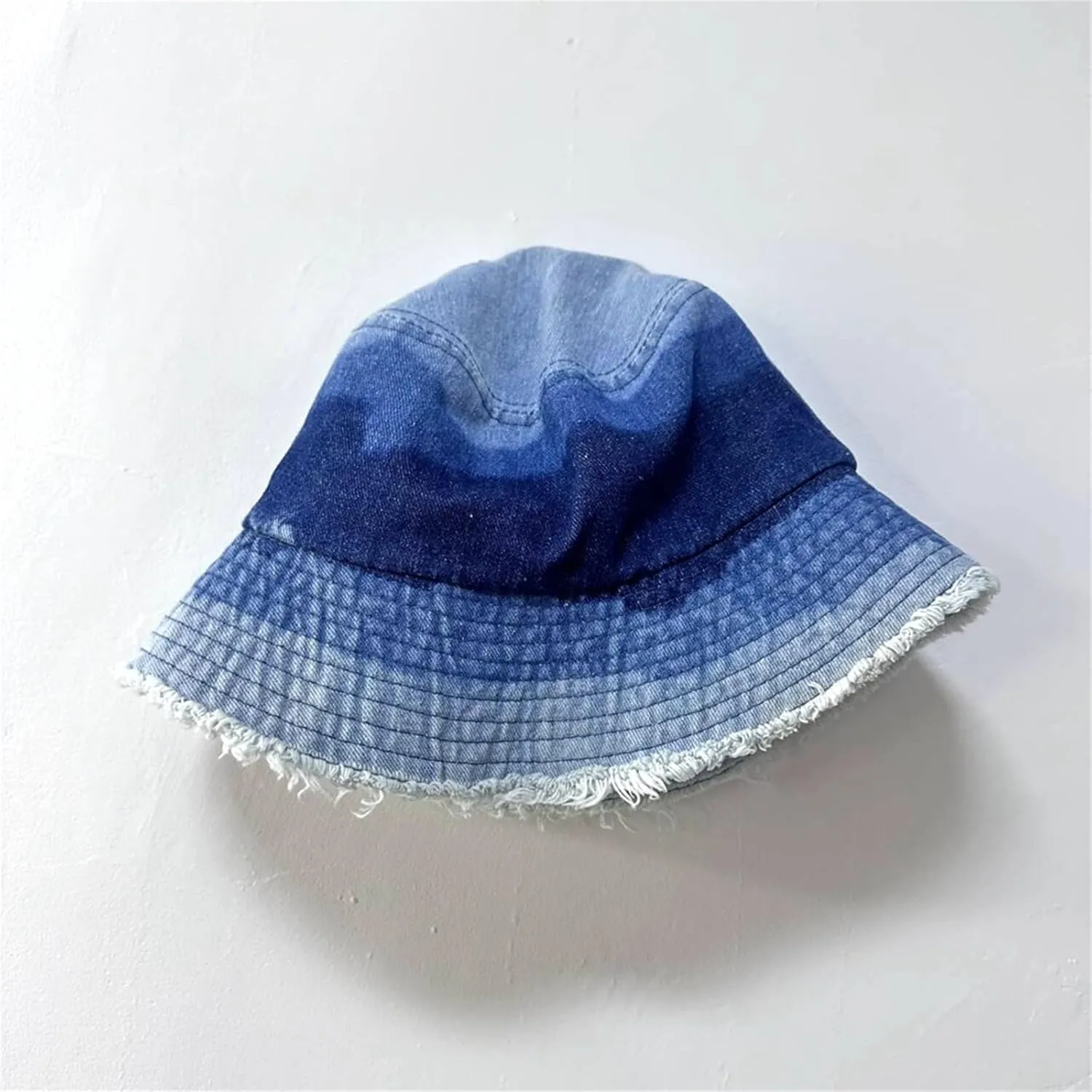Cotton Denim Frayed Bucket Hats for Women Patchwork Distressed Washed Floppy Jean Fisherman Wide Brim Boonie Caps