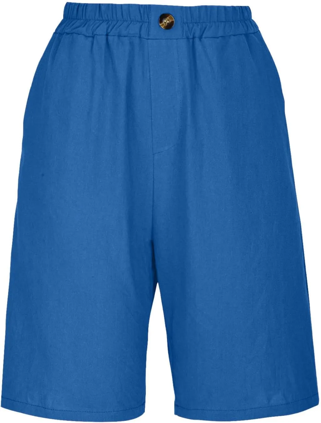 Cotton Linen Shorts for Women Loose Fit Knee Length Bermuda Shorts Casual Wide Leg Elastic Waist Workout Shorts