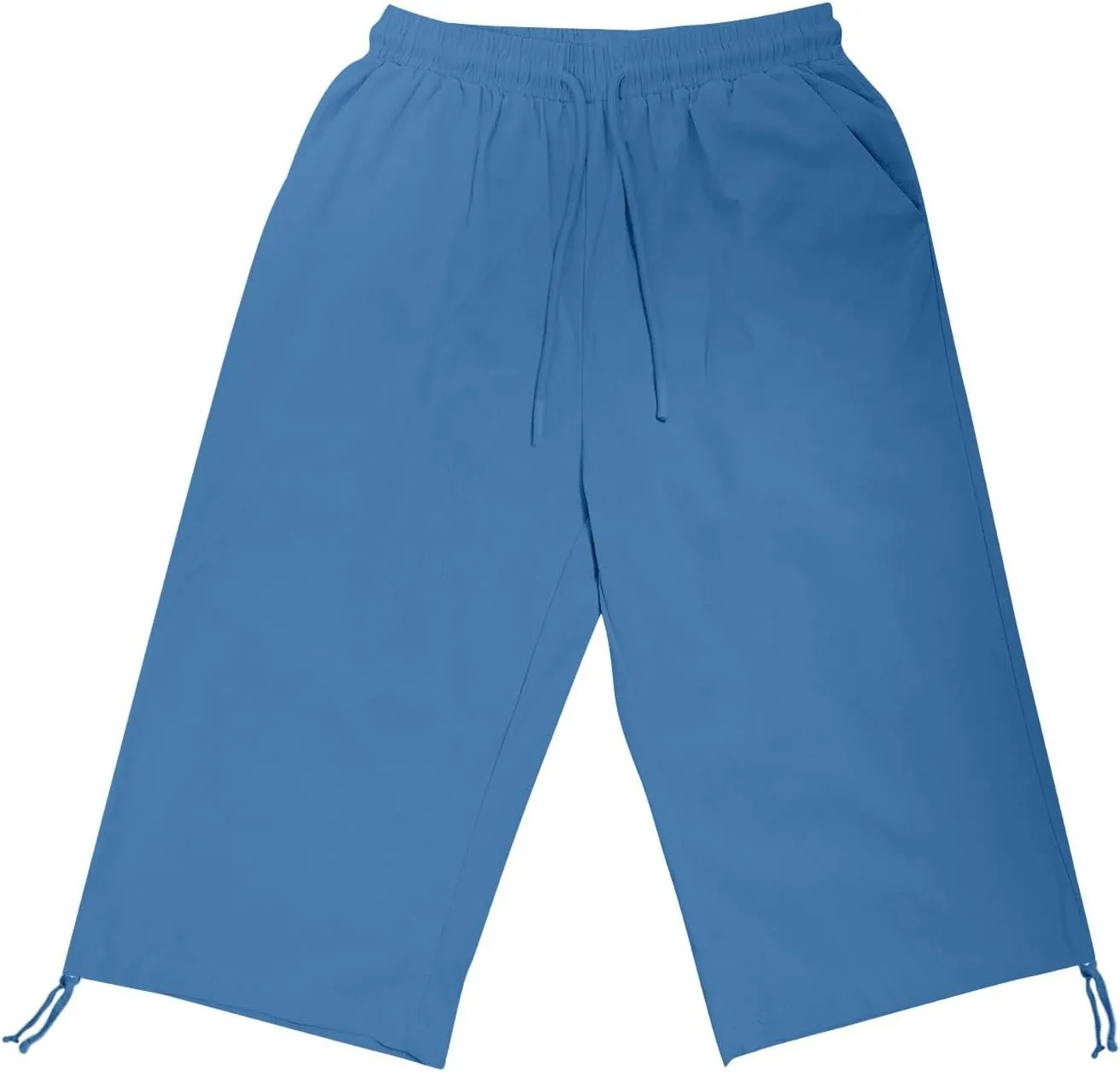 Cotton Linen Shorts for Women Loose Fit Knee Length Bermuda Shorts Casual Wide Leg Elastic Waist Workout Shorts