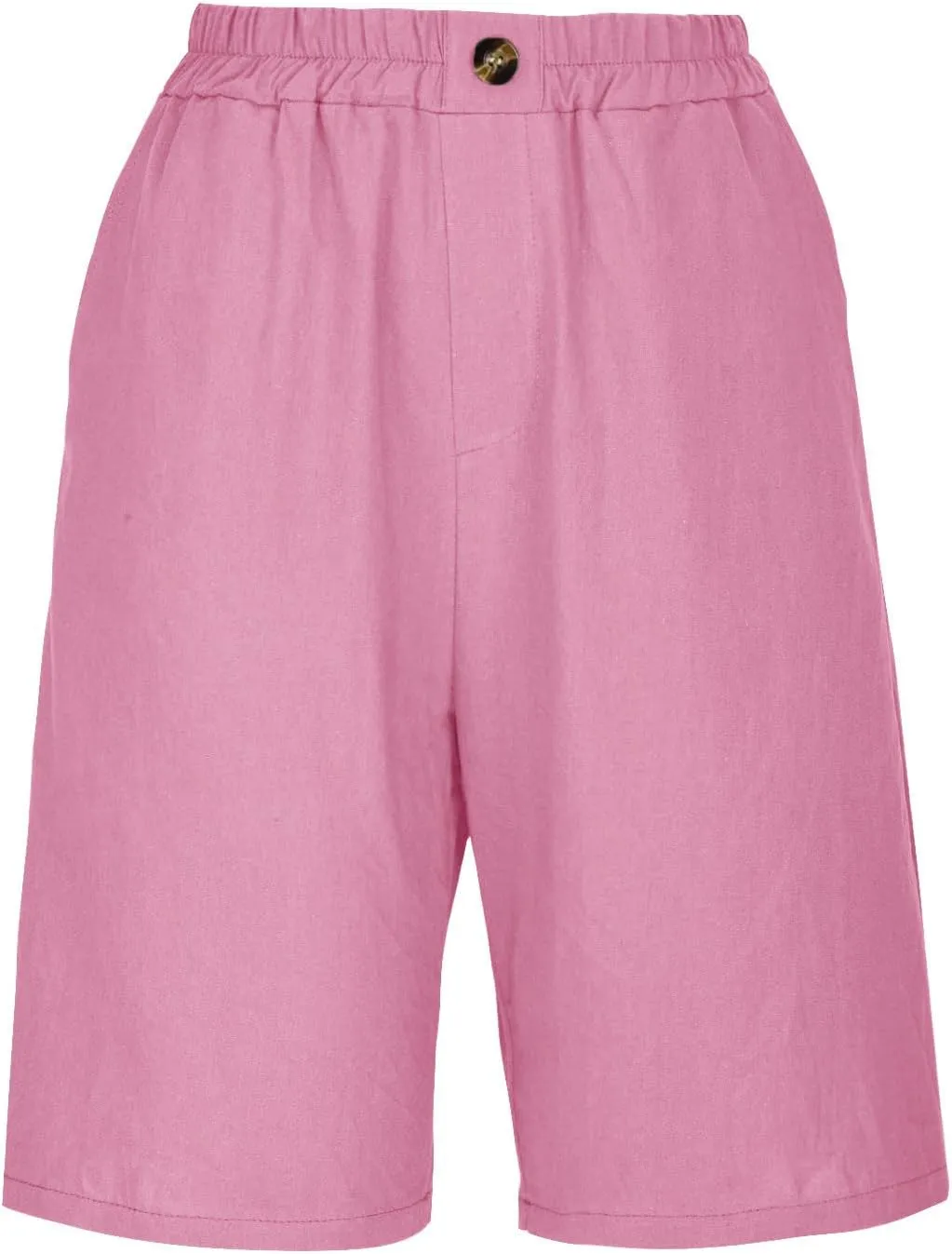 Cotton Linen Shorts for Women Loose Fit Knee Length Bermuda Shorts Casual Wide Leg Elastic Waist Workout Shorts
