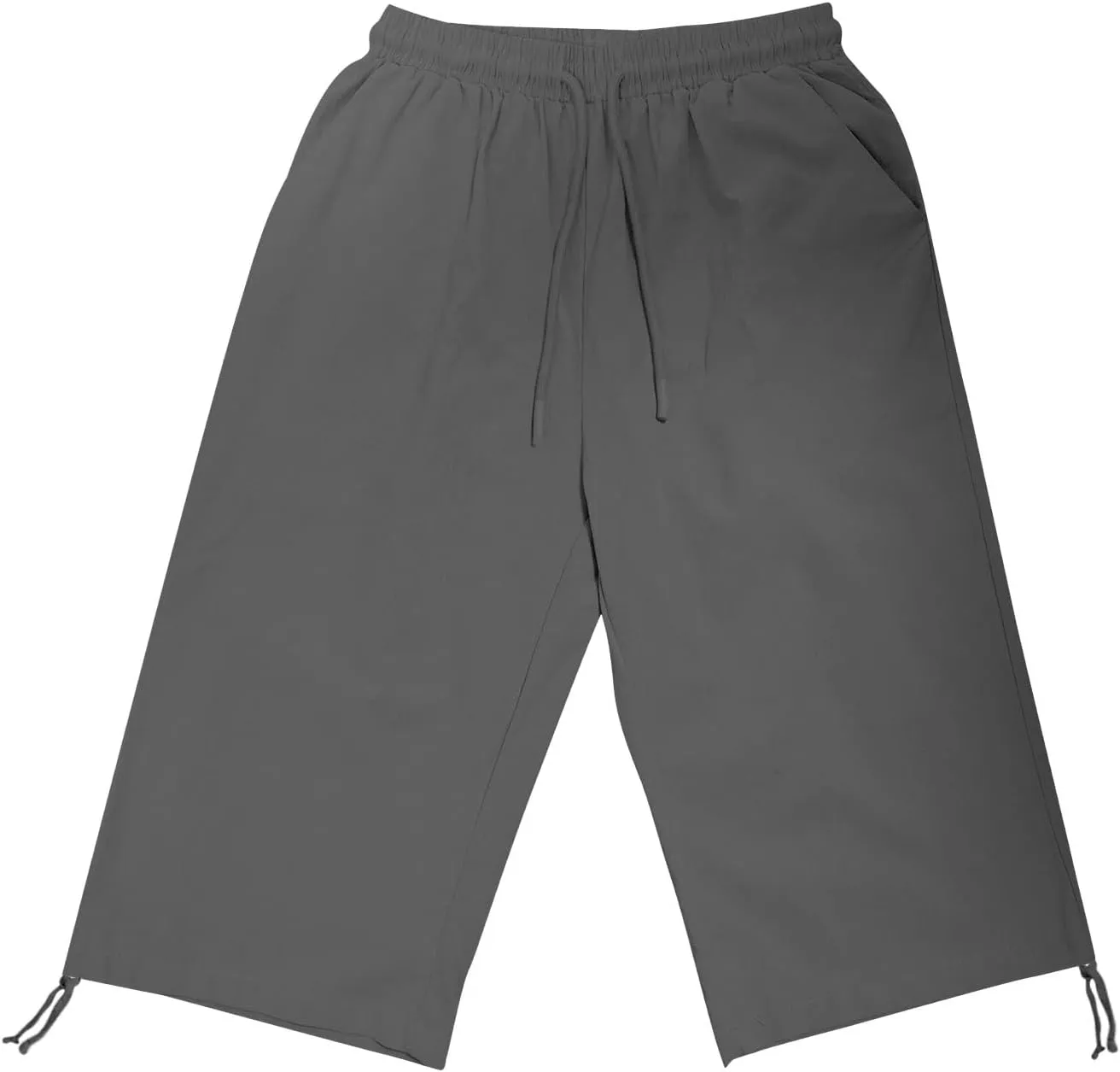 Cotton Linen Shorts for Women Loose Fit Knee Length Bermuda Shorts Casual Wide Leg Elastic Waist Workout Shorts