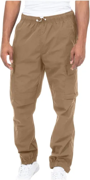 Cotton Men's Cargo Jogger Pants Elastic Multi Pockets Relax Drawstring Outdoor Daily Hiking Camping Activewear Travel