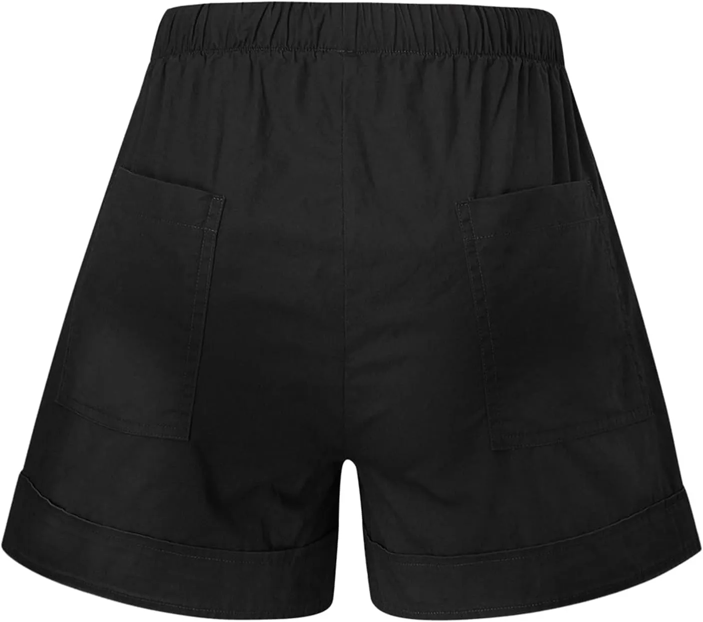 Cotton Shorts for Women High Waisted Outdoor Shorts Knee Length Trendy Drawstring Hiking Shorts with Pockets