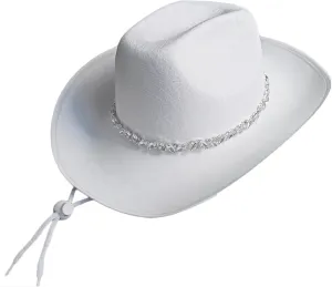 Cowboy Hat for Woman Girls with Stripe of Rhinestones Breathable Adjustable Casual Style
