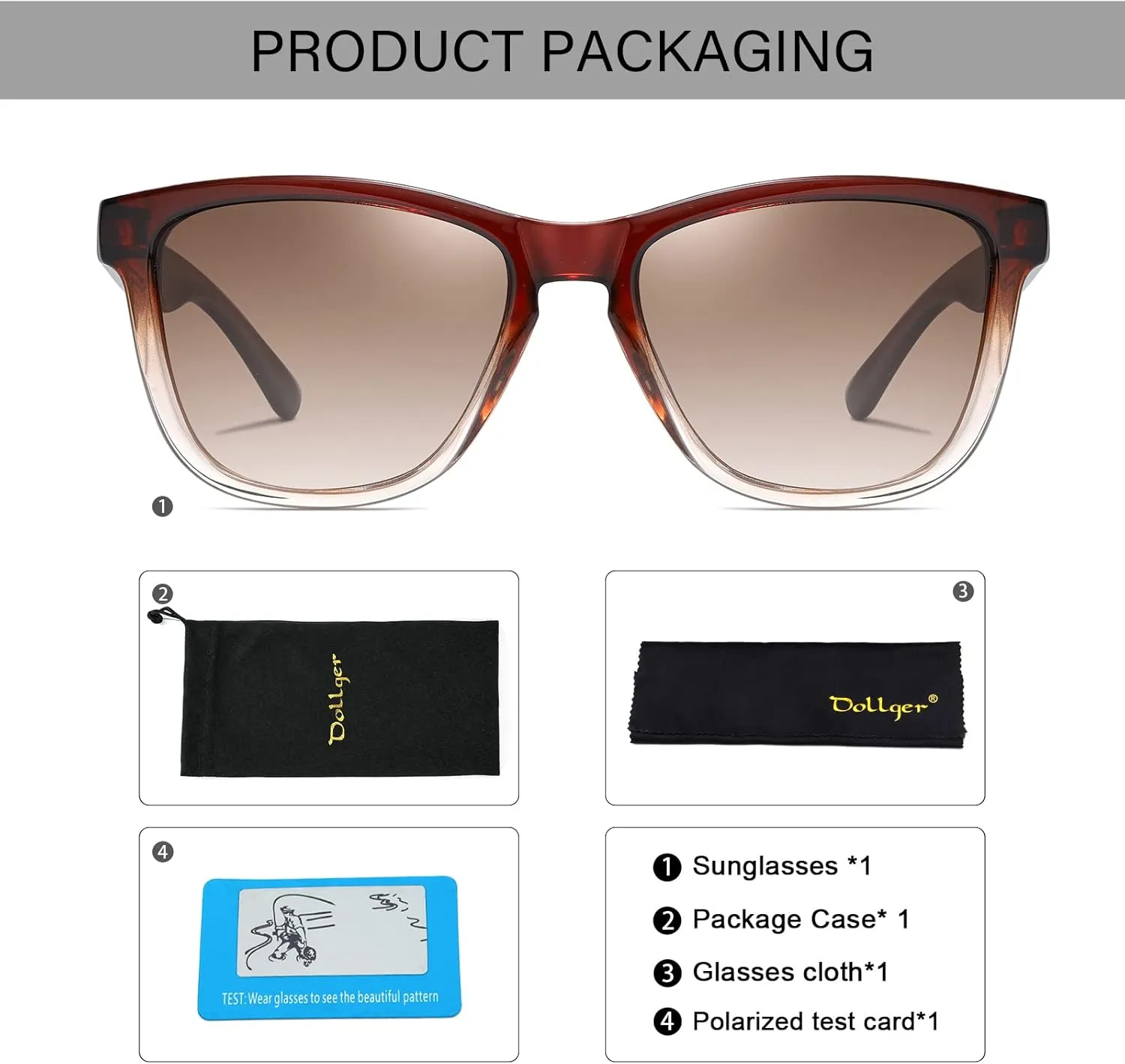 Dollger Polarized Sunglasses for Men Women Retro Classic UV400 Protection Sunglasses