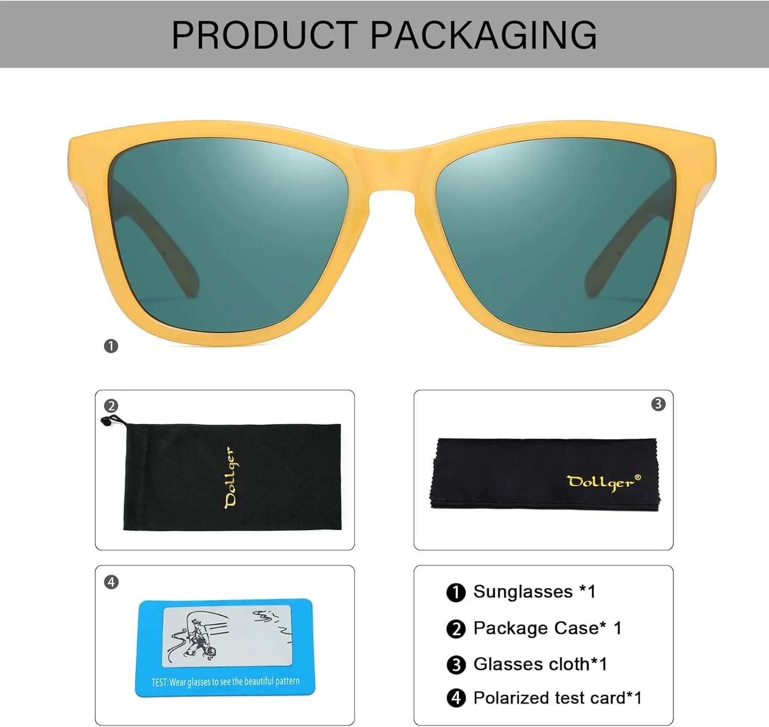 Dollger Polarized Sunglasses for Men Women Retro Classic UV400 Protection Sunglasses