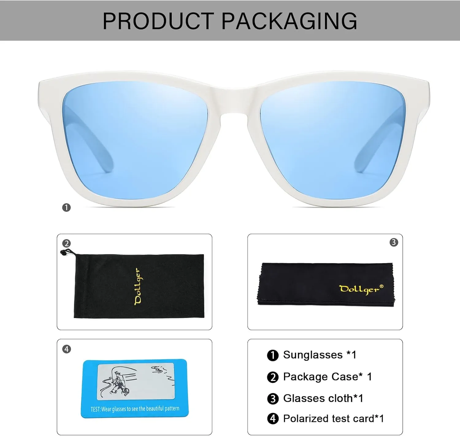 Dollger Polarized Sunglasses for Men Women Retro Classic UV400 Protection Sunglasses