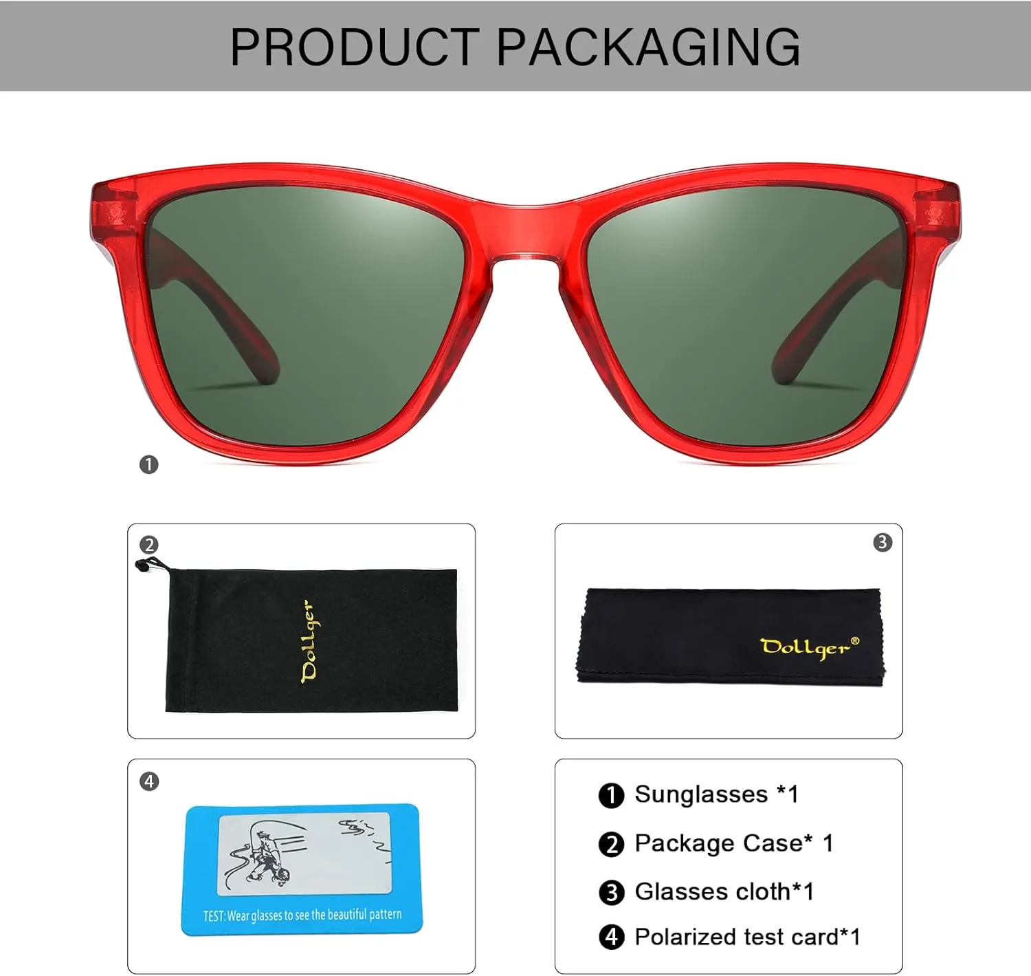 Dollger Polarized Sunglasses for Men Women Retro Classic UV400 Protection Sunglasses