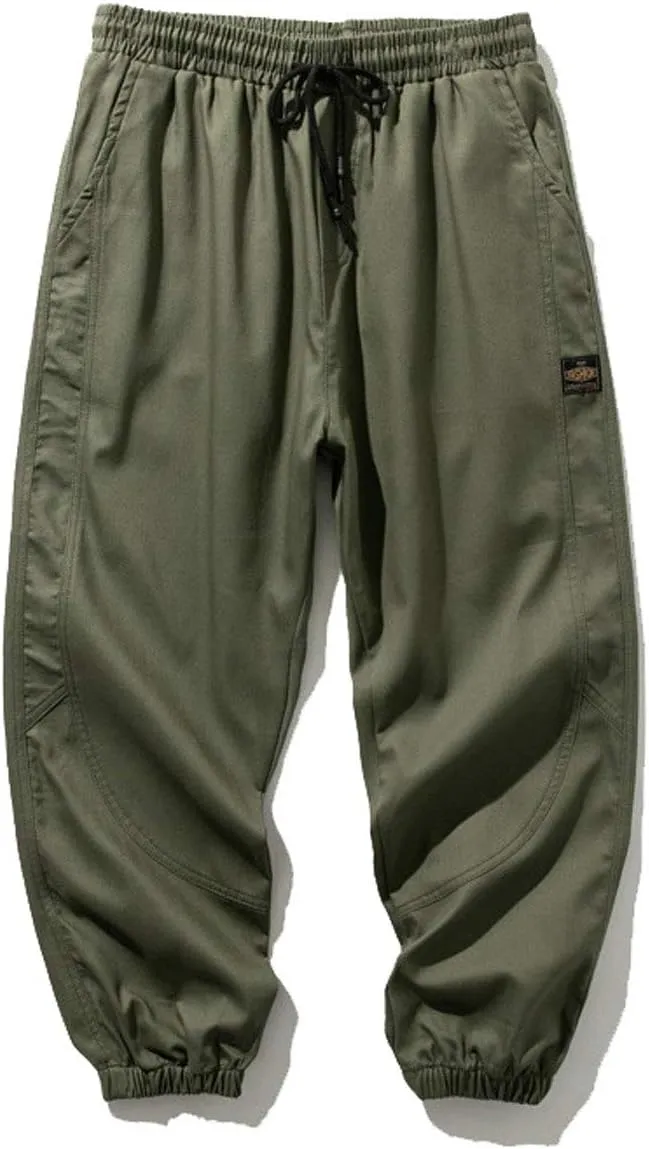 ebossy Men's Relaxed Fit Elastic Waist Basic Solid Twil Joggers Casual Chino Pants