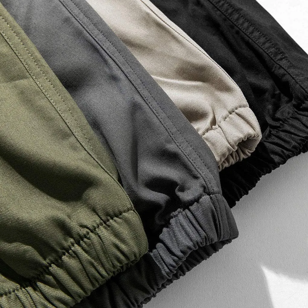 ebossy Men's Relaxed Fit Elastic Waist Basic Solid Twil Joggers Casual Chino Pants