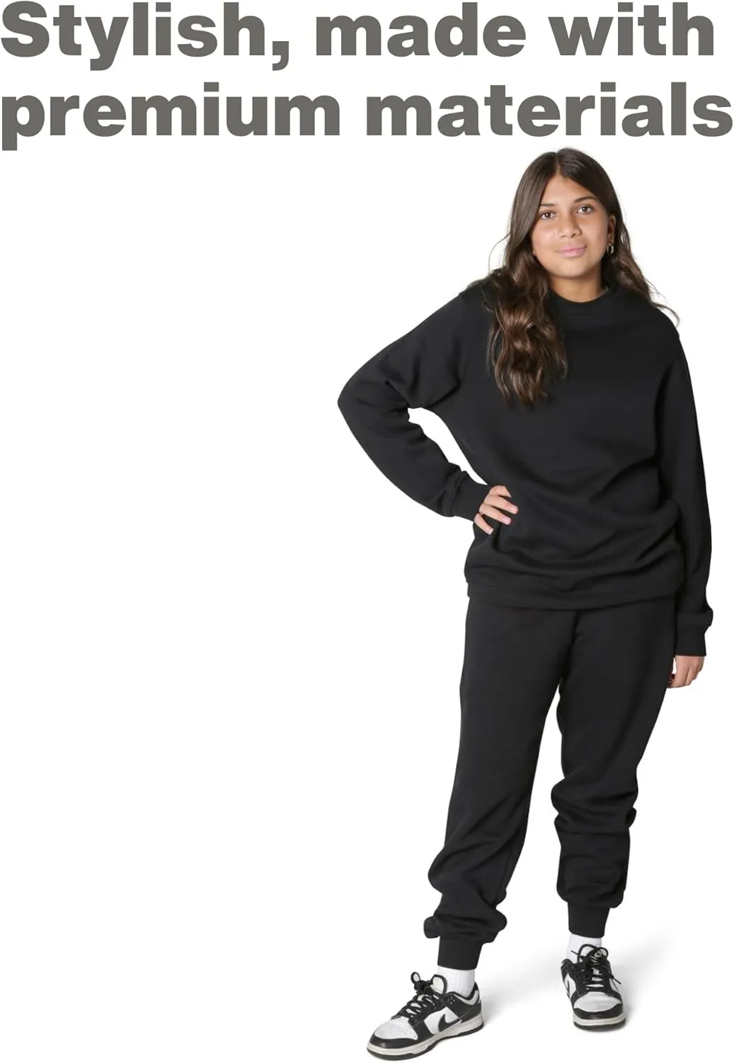 EVERYDAY KIDS Girls’ Cotton Fleece Sweatpants; Girls’ Activewear Jogger Pants - Soft and Breathable Cotton/Poly Blend