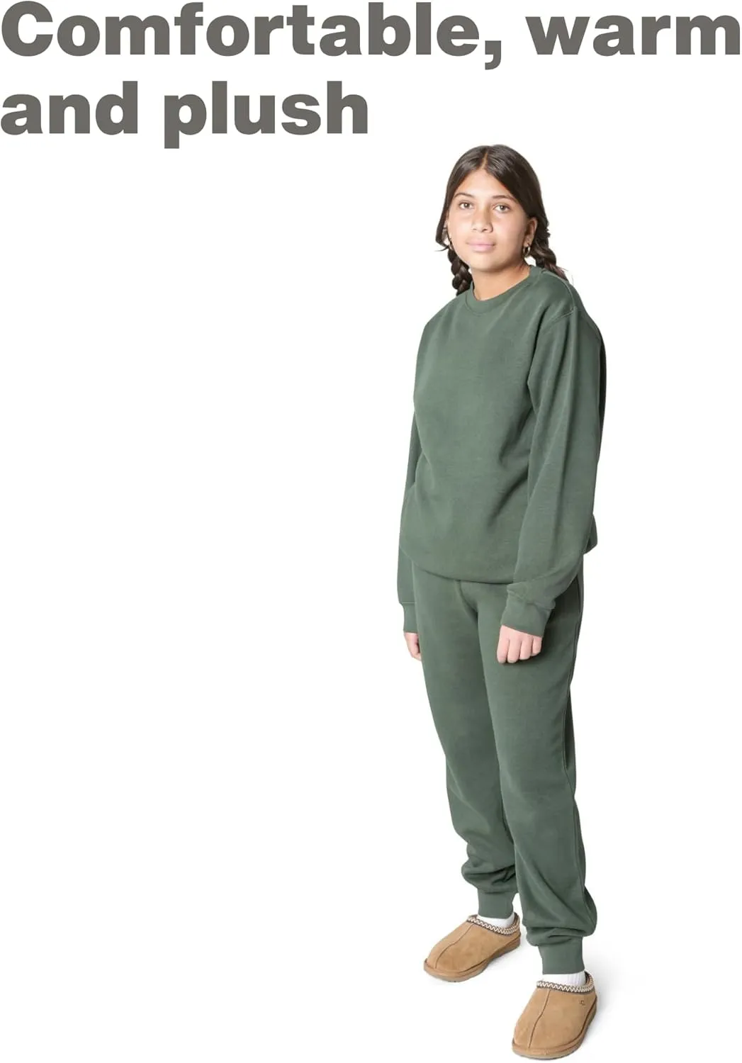 EVERYDAY KIDS Girls’ Cotton Fleece Sweatpants; Girls’ Activewear Jogger Pants - Soft and Breathable Cotton/Poly Blend