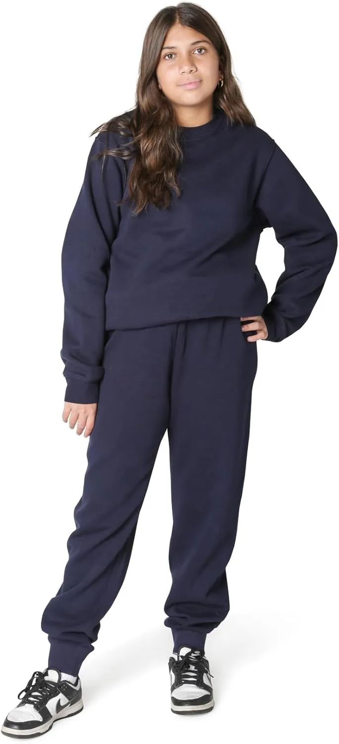 EVERYDAY KIDS Girls’ Cotton Fleece Sweatpants; Girls’ Activewear Jogger Pants - Soft and Breathable Cotton/Poly Blend
