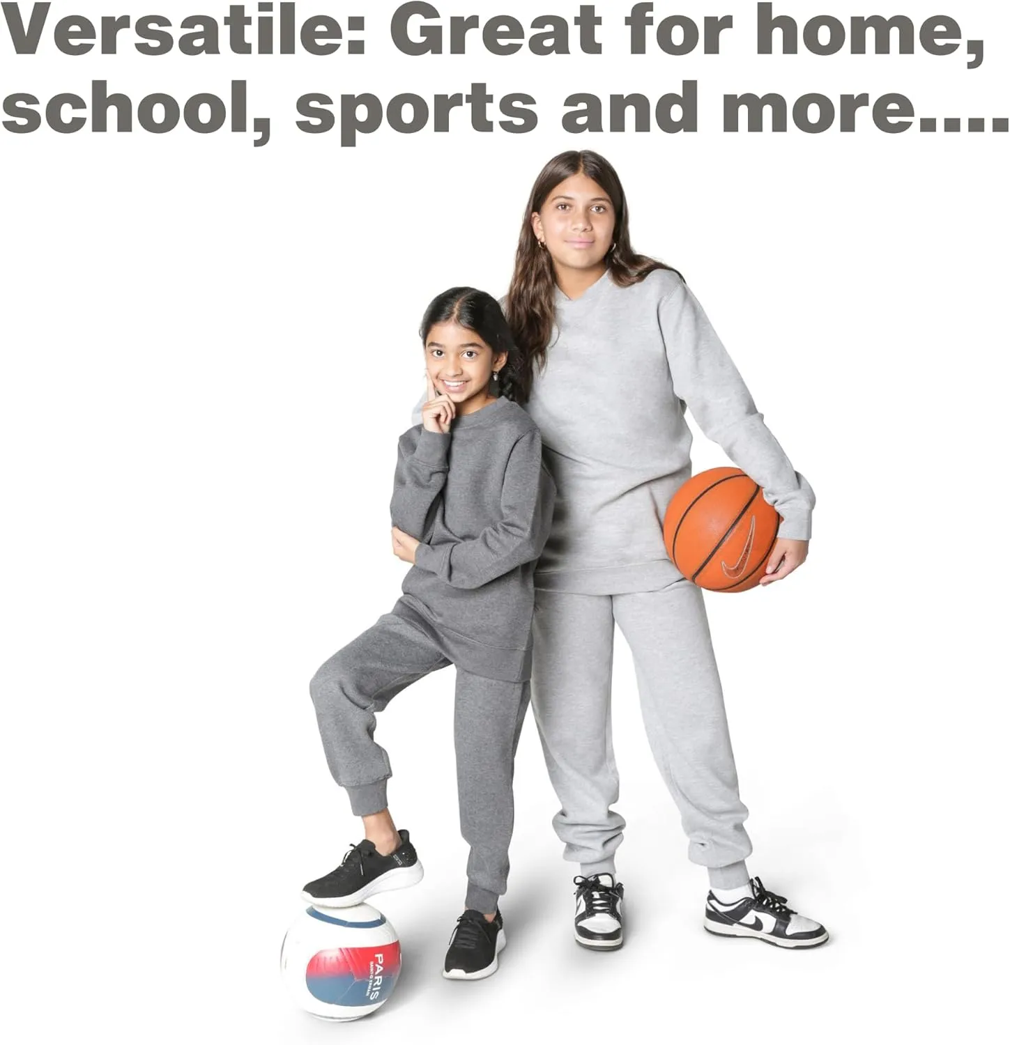 EVERYDAY KIDS Girls’ Cotton Fleece Sweatpants; Girls’ Activewear Jogger Pants - Soft and Breathable Cotton/Poly Blend