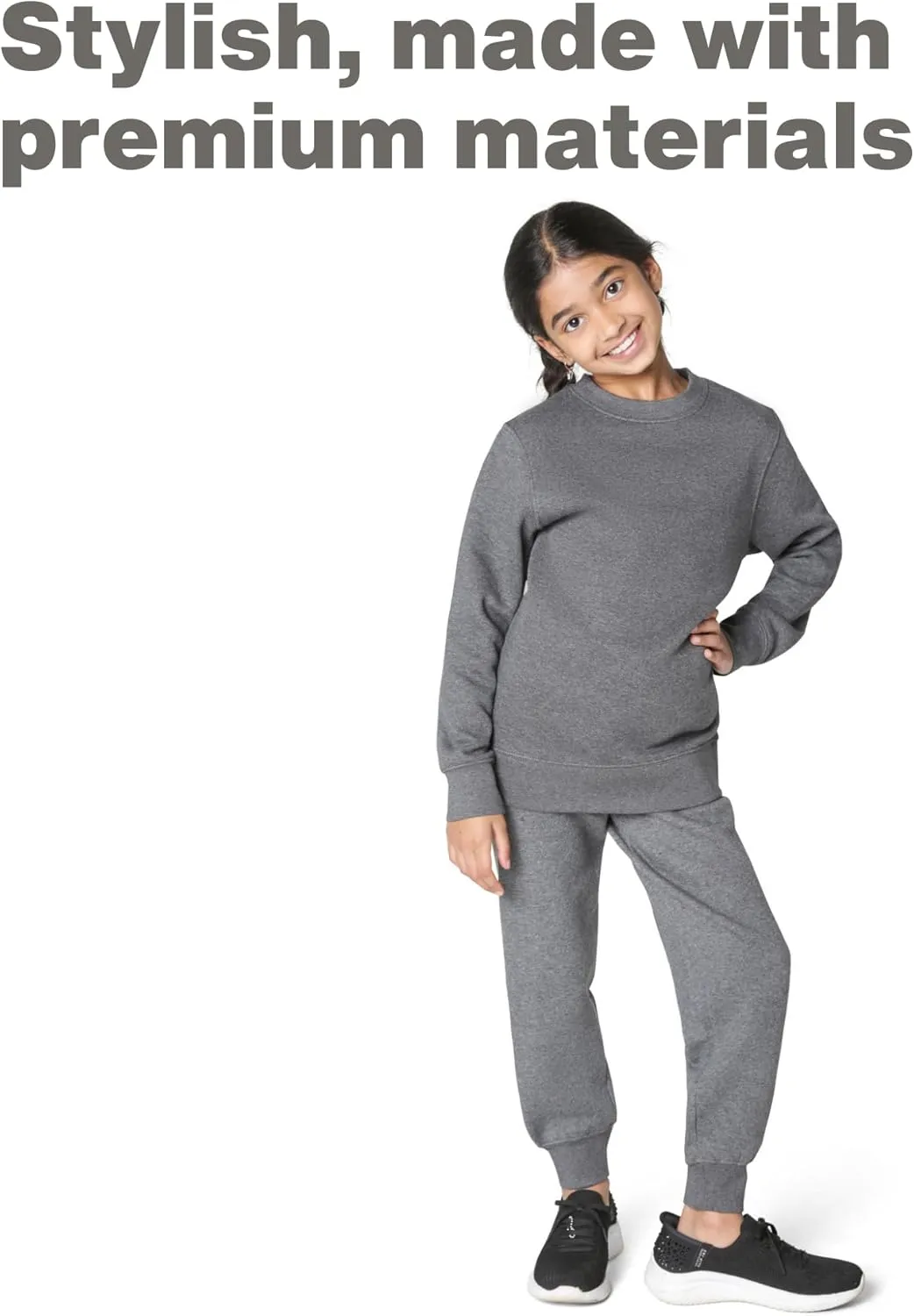 EVERYDAY KIDS Girls’ Cotton Fleece Sweatpants; Girls’ Activewear Jogger Pants - Soft and Breathable Cotton/Poly Blend