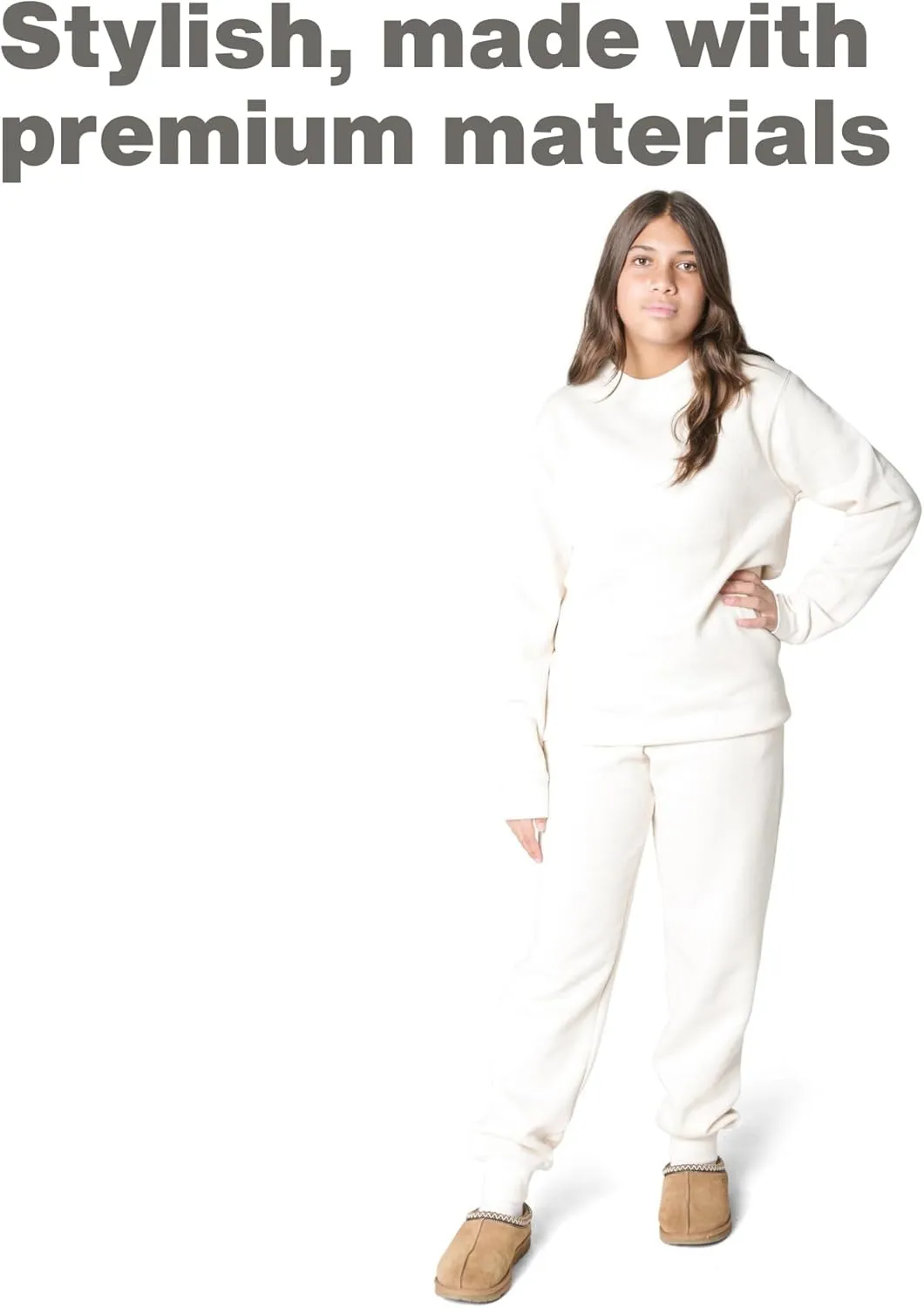 EVERYDAY KIDS Girls’ Cotton Fleece Sweatpants; Girls’ Activewear Jogger Pants - Soft and Breathable Cotton/Poly Blend