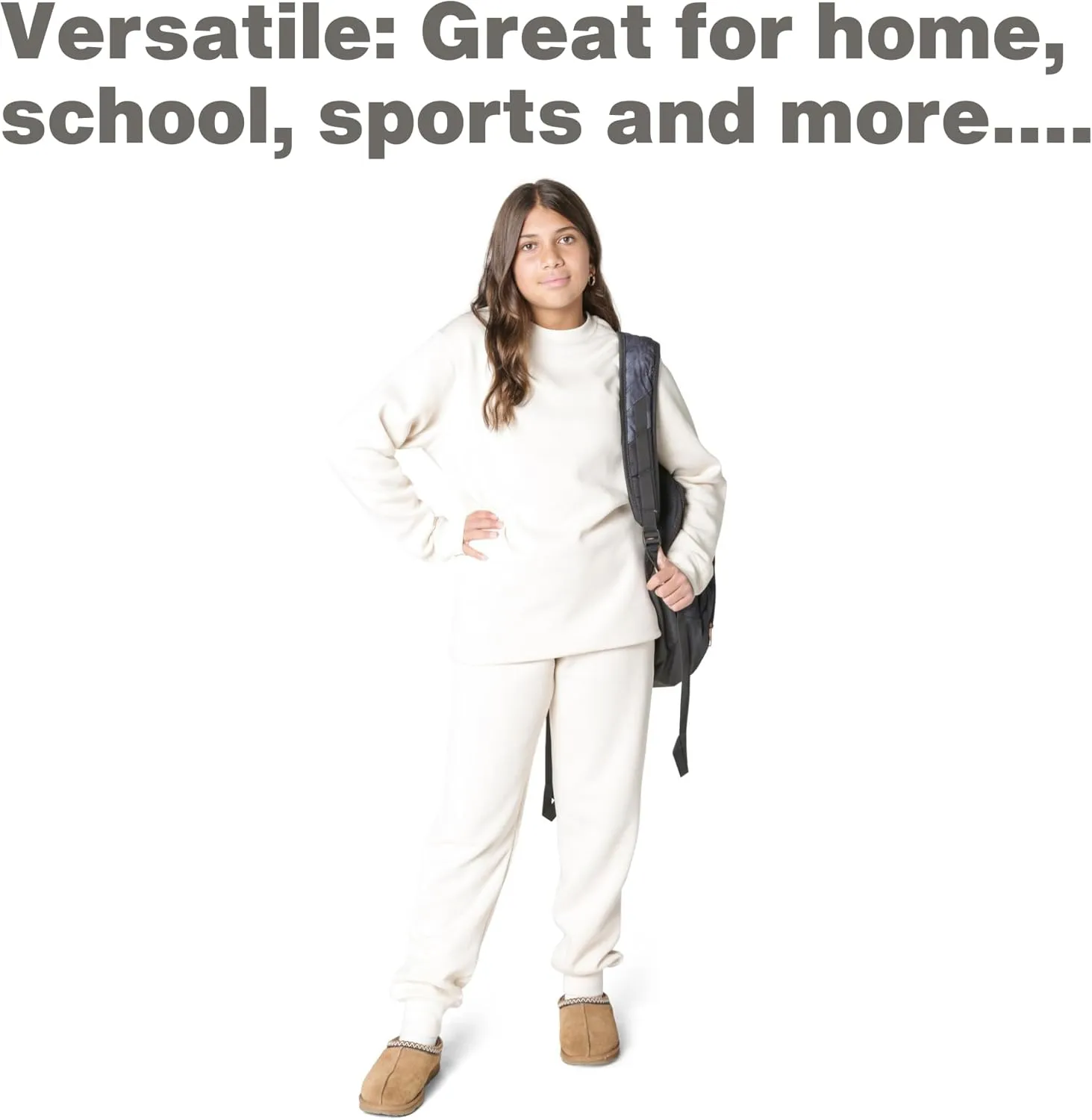 EVERYDAY KIDS Girls’ Cotton Fleece Sweatpants; Girls’ Activewear Jogger Pants - Soft and Breathable Cotton/Poly Blend