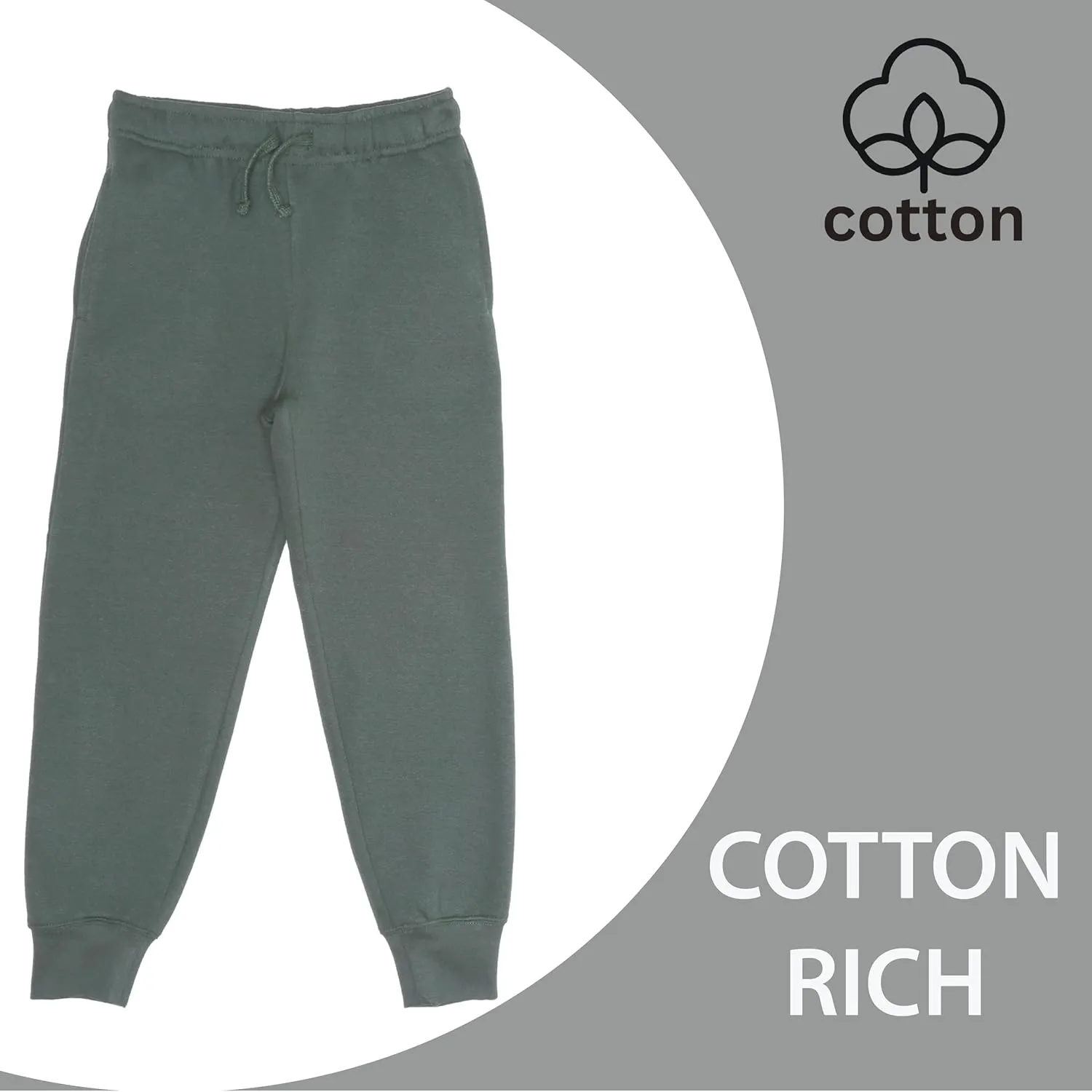 EVERYDAY KIDS Girls’ Cotton Fleece Sweatpants; Girls’ Activewear Jogger Pants - Soft and Breathable Cotton/Poly Blend