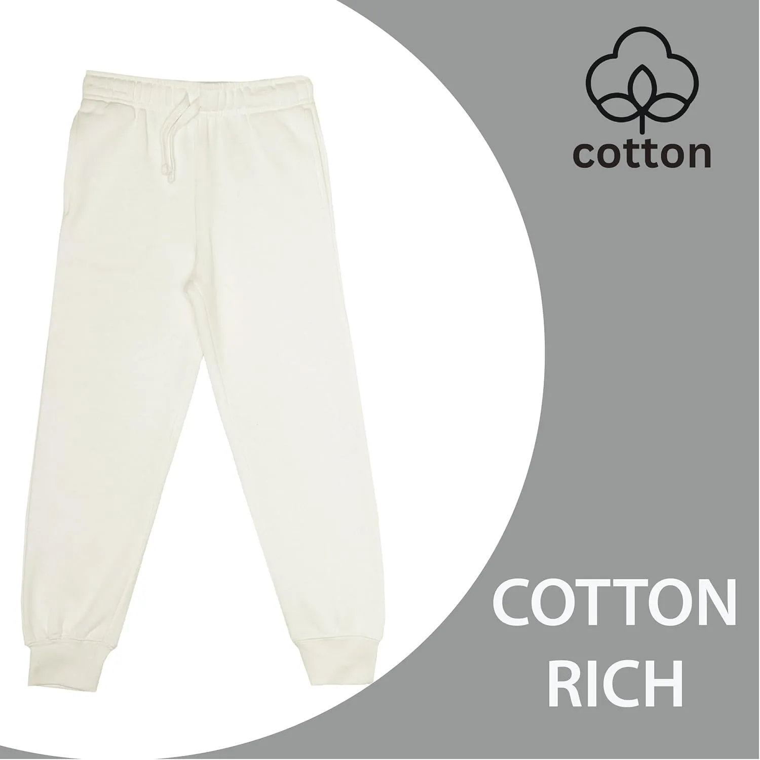 EVERYDAY KIDS Girls’ Cotton Fleece Sweatpants; Girls’ Activewear Jogger Pants - Soft and Breathable Cotton/Poly Blend