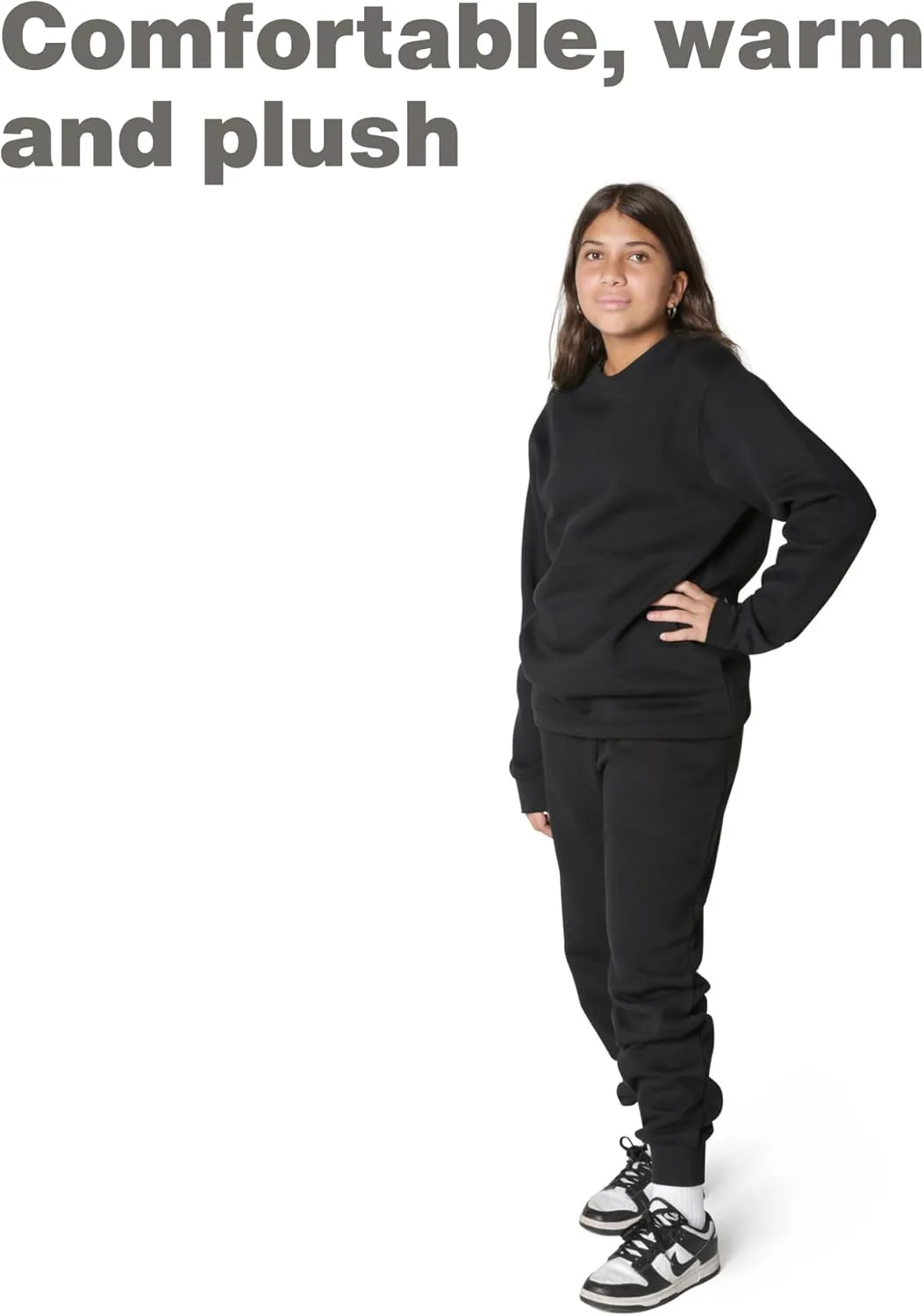 EVERYDAY KIDS Girls’ Cotton Fleece Sweatpants; Girls’ Activewear Jogger Pants - Soft and Breathable Cotton/Poly Blend