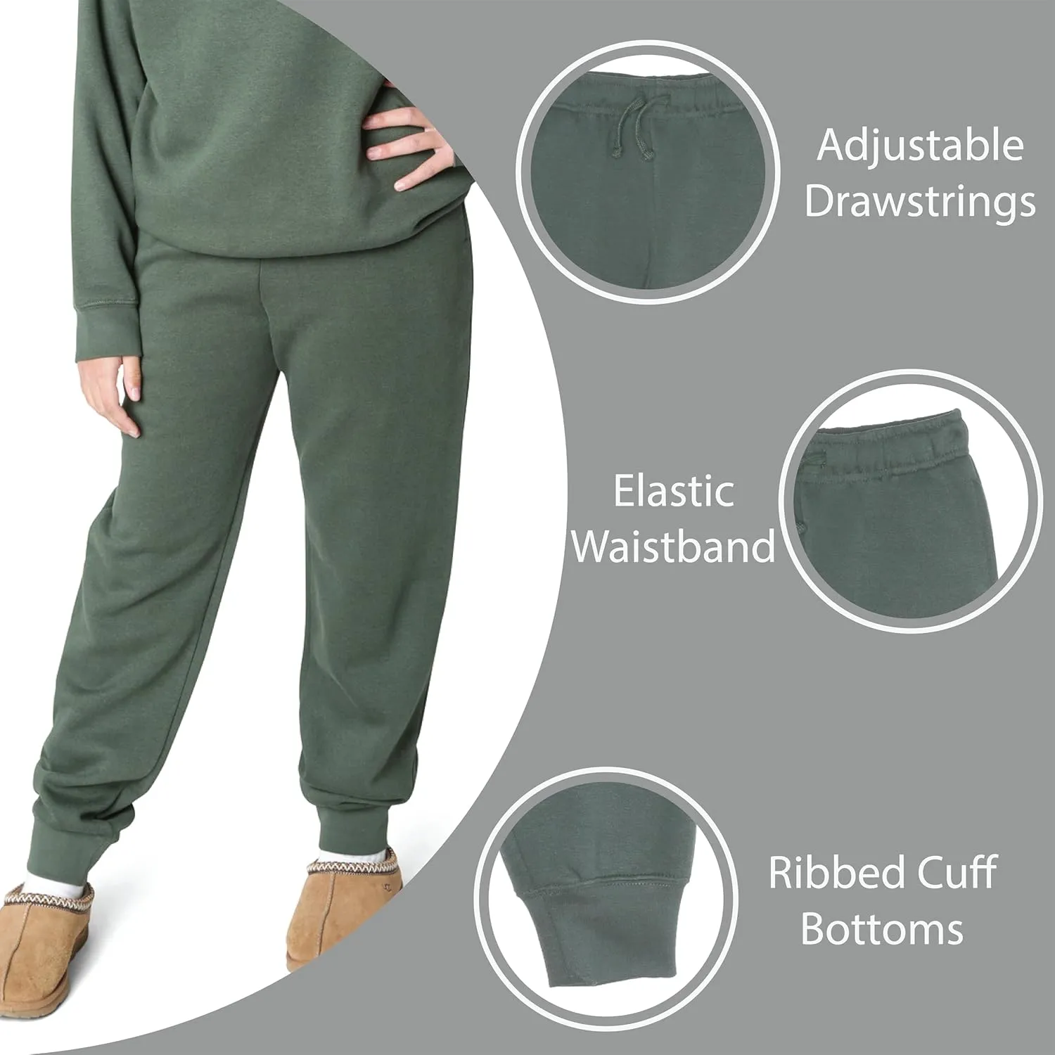 EVERYDAY KIDS Girls’ Cotton Fleece Sweatpants; Girls’ Activewear Jogger Pants - Soft and Breathable Cotton/Poly Blend