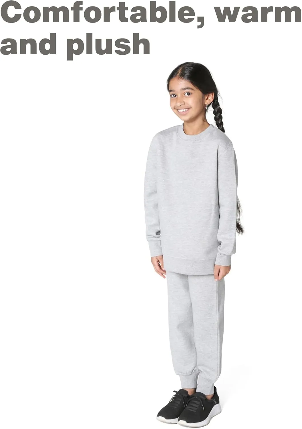 EVERYDAY KIDS Girls’ Cotton Fleece Sweatpants; Girls’ Activewear Jogger Pants - Soft and Breathable Cotton/Poly Blend