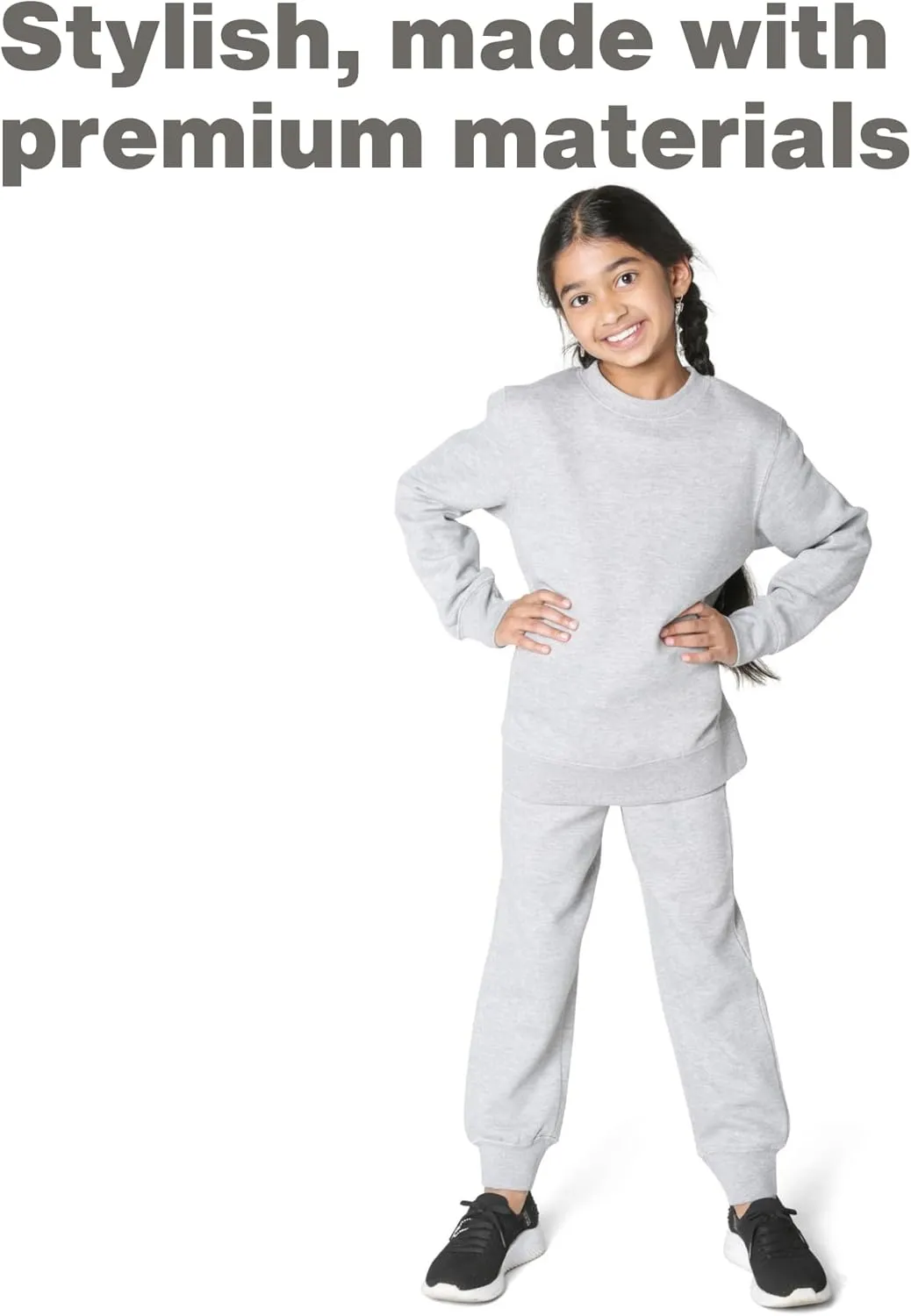EVERYDAY KIDS Girls’ Cotton Fleece Sweatpants; Girls’ Activewear Jogger Pants - Soft and Breathable Cotton/Poly Blend