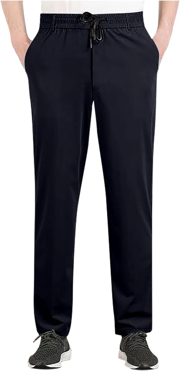 Finelylove Mens Golf Pants Lightweight Relaxed Fit Sweatpants Quick Elastic Waist Quick Dry Stretch Athletic Track Pants