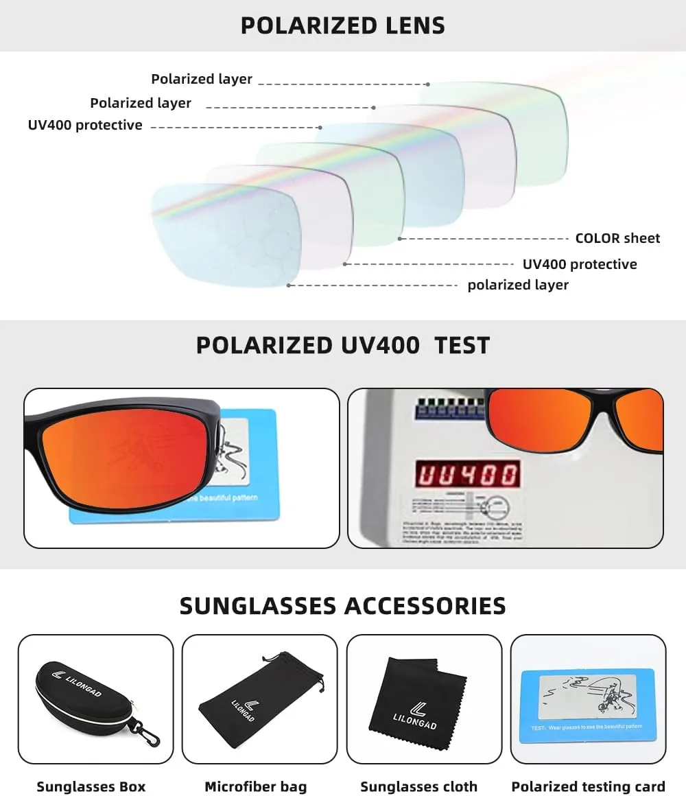 Fit Over Glasses Sunglasses for Men Women,Wrap Around Sunglasses Polarized UV400 Protection Rectangle Sun Glasses