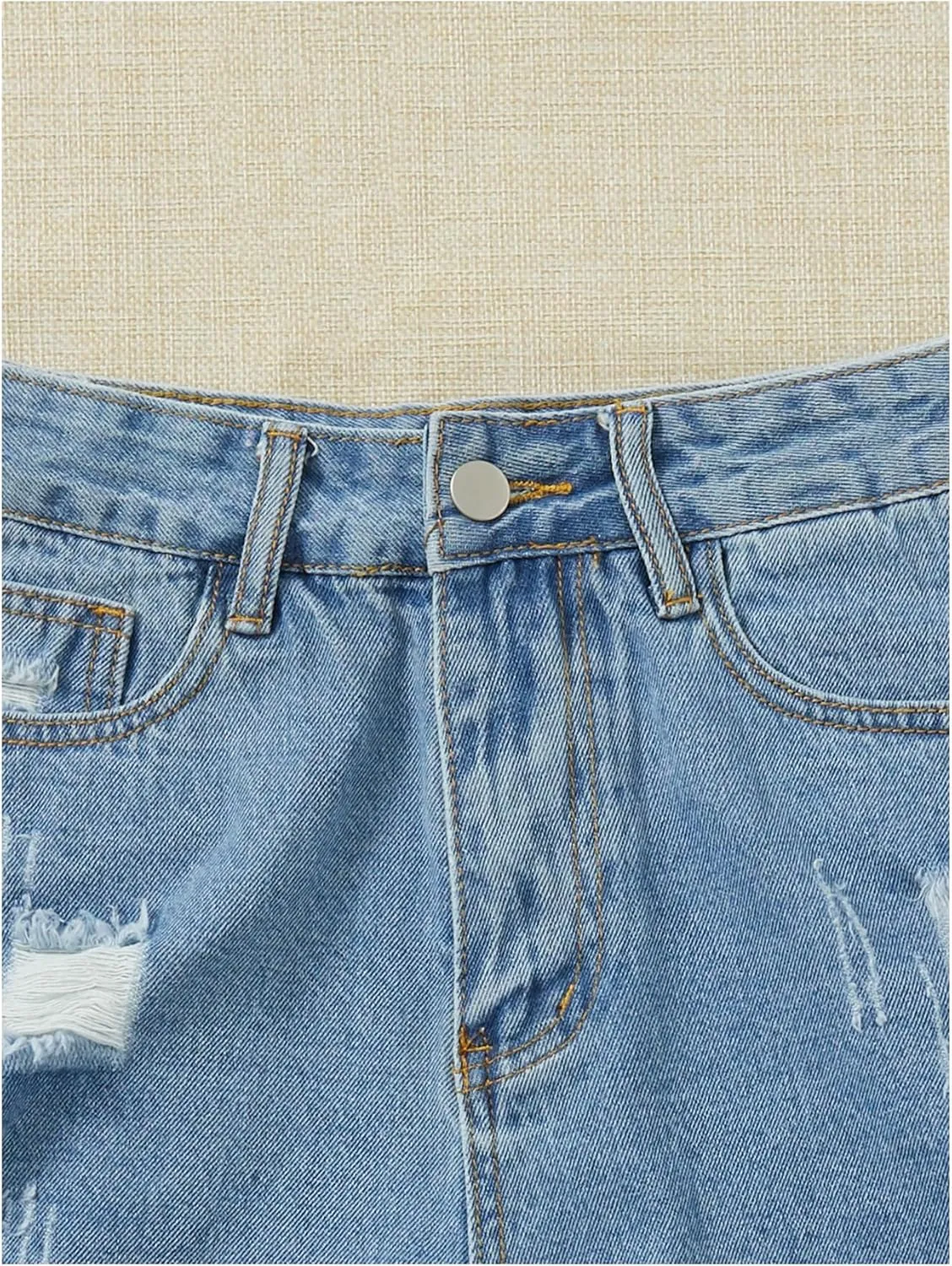 Floerns Women's Distressed Raw Hem Denim Shorts High Waisted Casual Ripped Jean Shorts