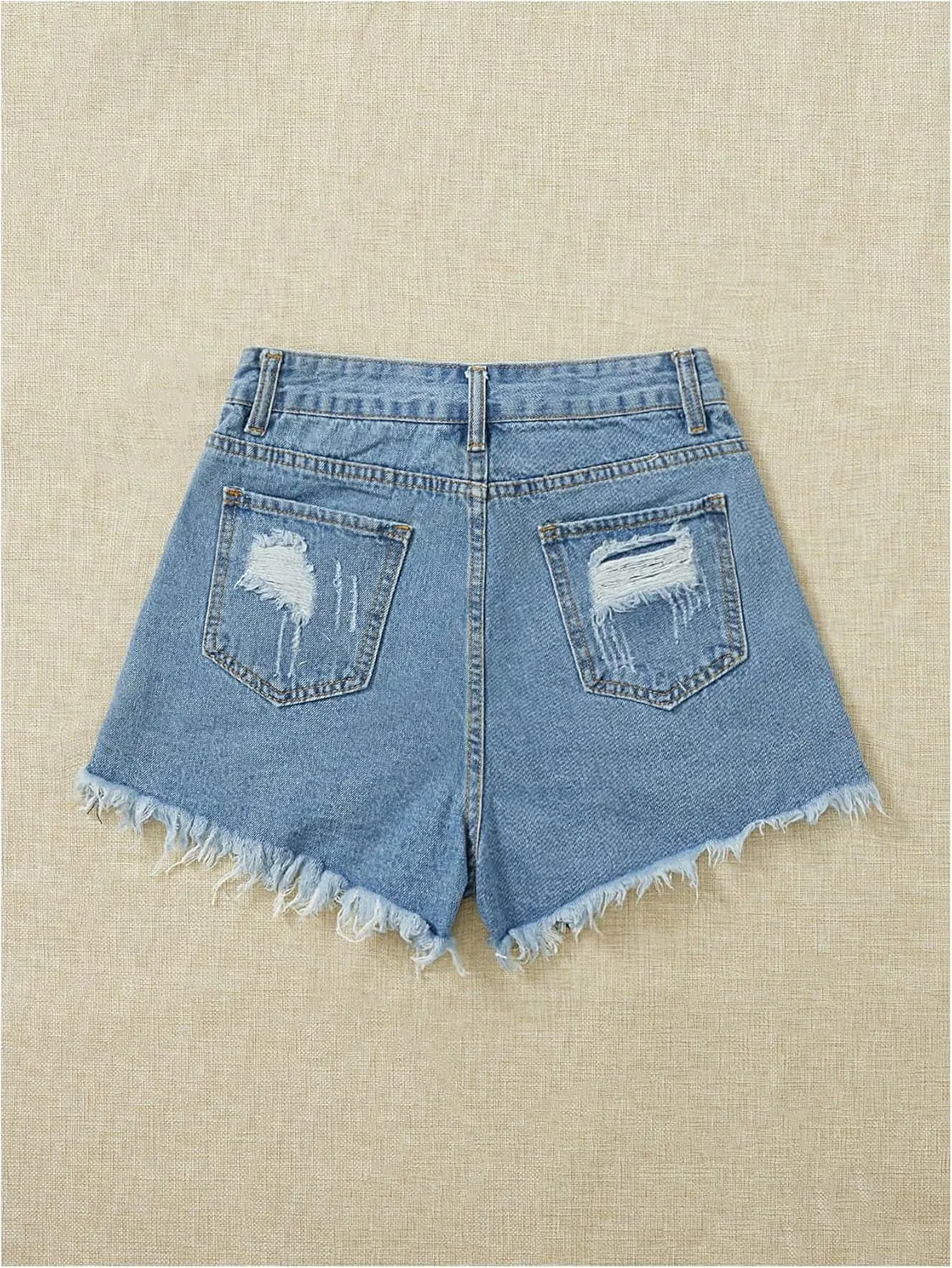 Floerns Women's Distressed Raw Hem Denim Shorts High Waisted Casual Ripped Jean Shorts