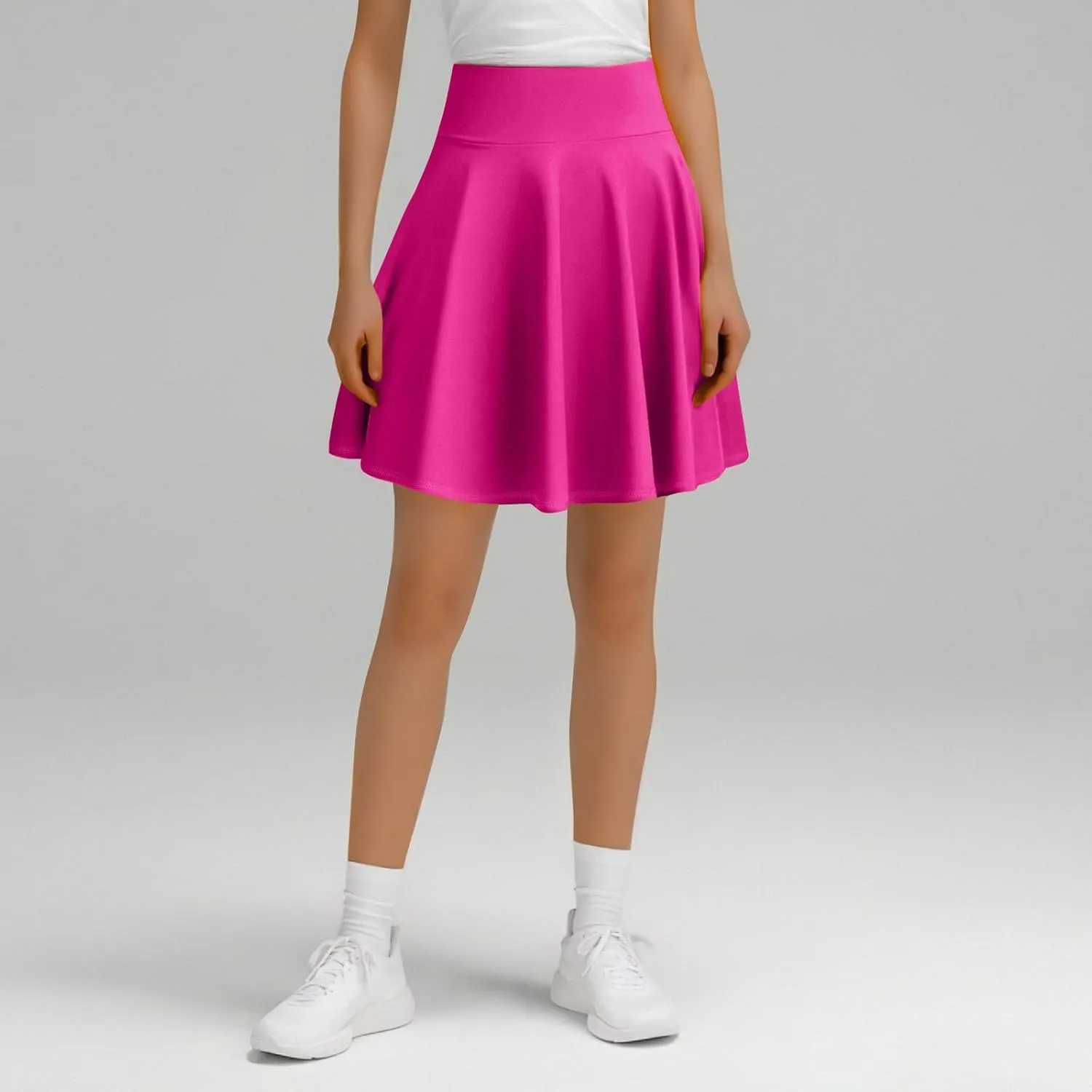 Flowy Skirts for Women Summer Casual High Elastic Waist Tummy Control Trendy Pleated Sports Yoga Running Midi Skirts