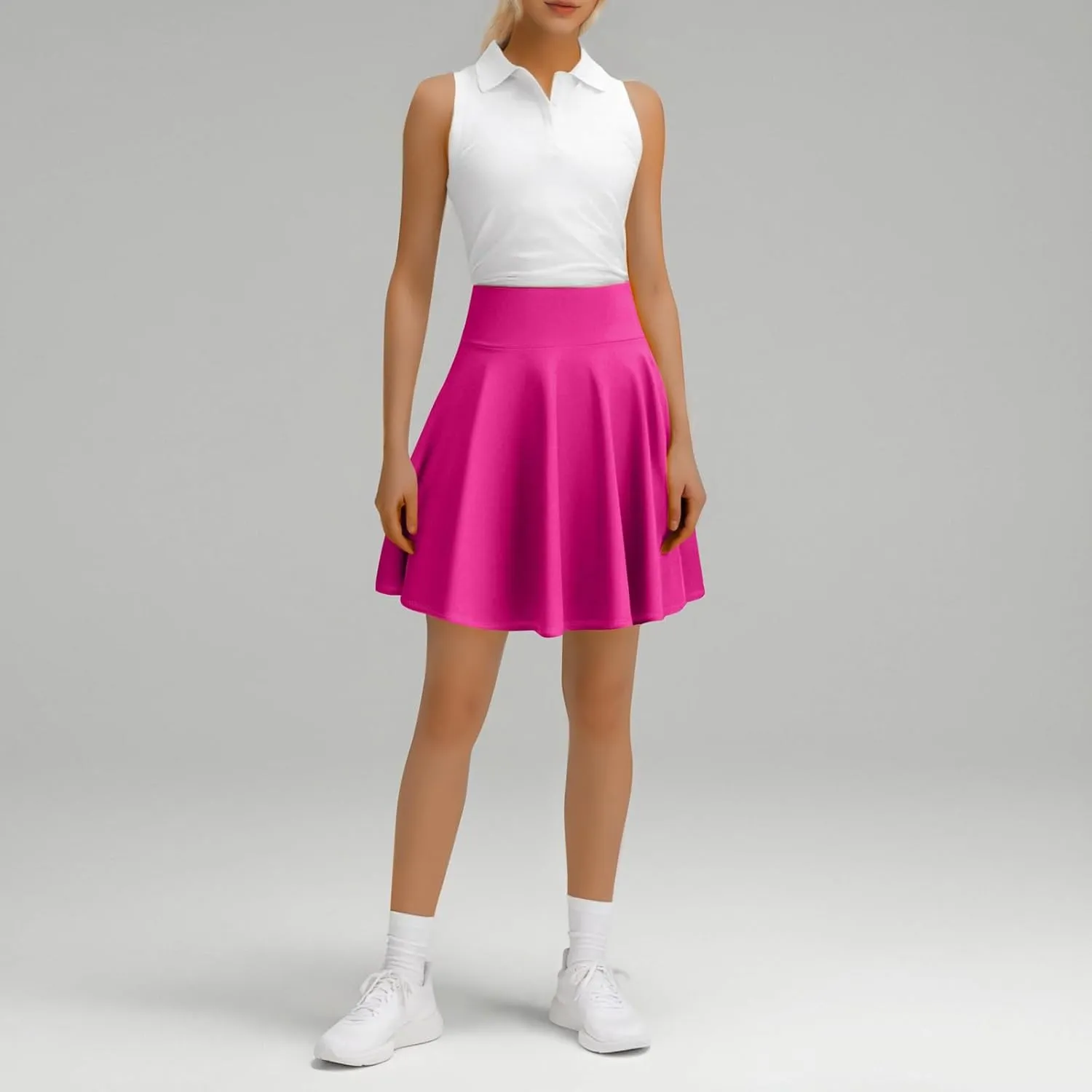 Flowy Skirts for Women Summer Casual High Elastic Waist Tummy Control Trendy Pleated Sports Yoga Running Midi Skirts