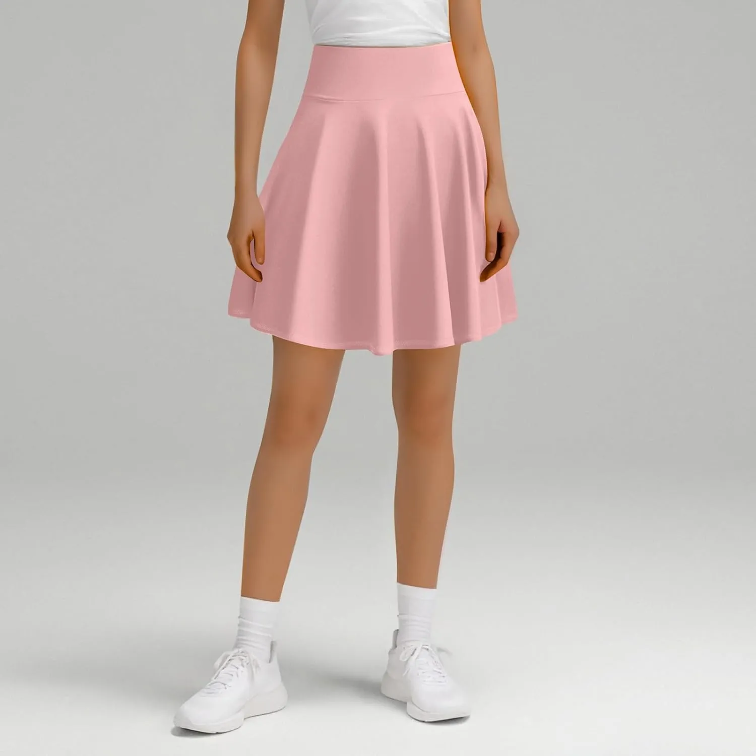 Flowy Skirts for Women Summer Casual High Elastic Waist Tummy Control Trendy Pleated Sports Yoga Running Midi Skirts
