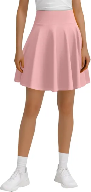 Flowy Skirts for Women Summer Casual High Elastic Waist Tummy Control Trendy Pleated Sports Yoga Running Midi Skirts
