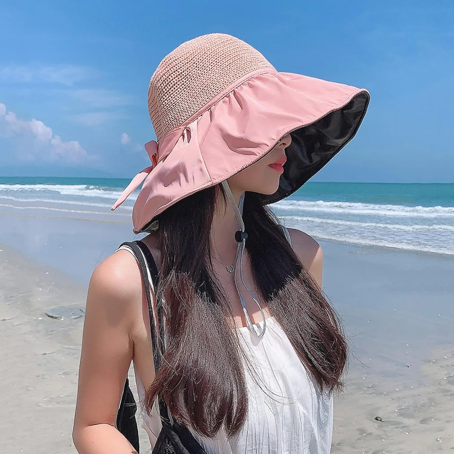 Foldable Sun Hats for Women Short Brim Fedora Classic Summer Beach Sun Hat Womens Straw Hat Floppy Hats