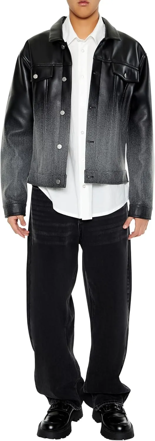 Forever 21 Men's Ombre Faux Leather Moto Jacket