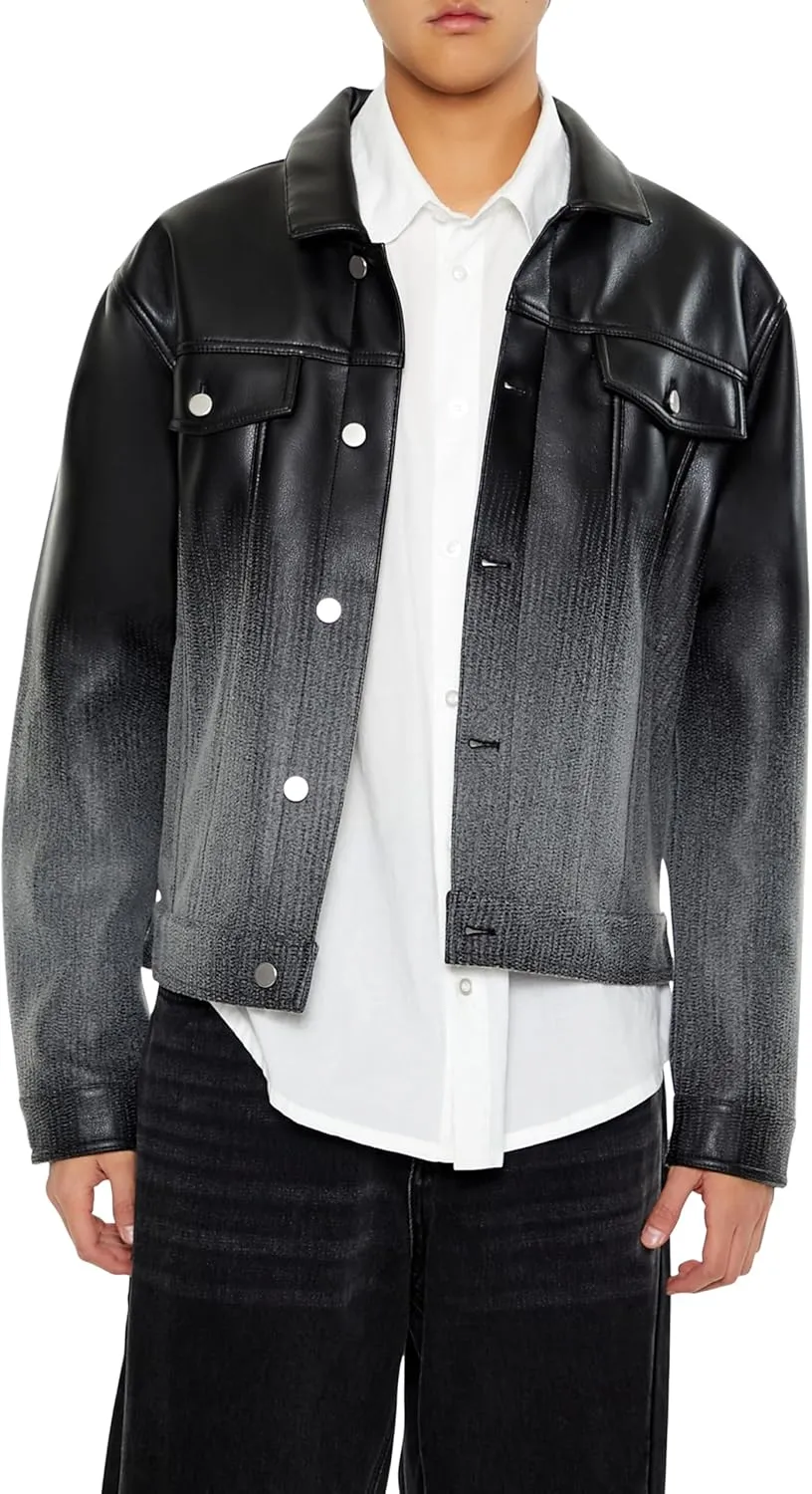 Forever 21 Men's Ombre Faux Leather Moto Jacket