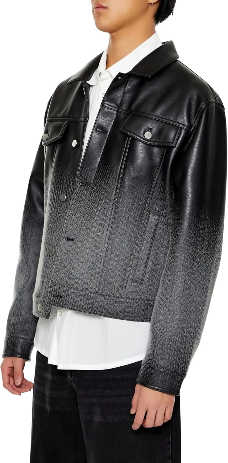 Forever 21 Men's Ombre Faux Leather Moto Jacket