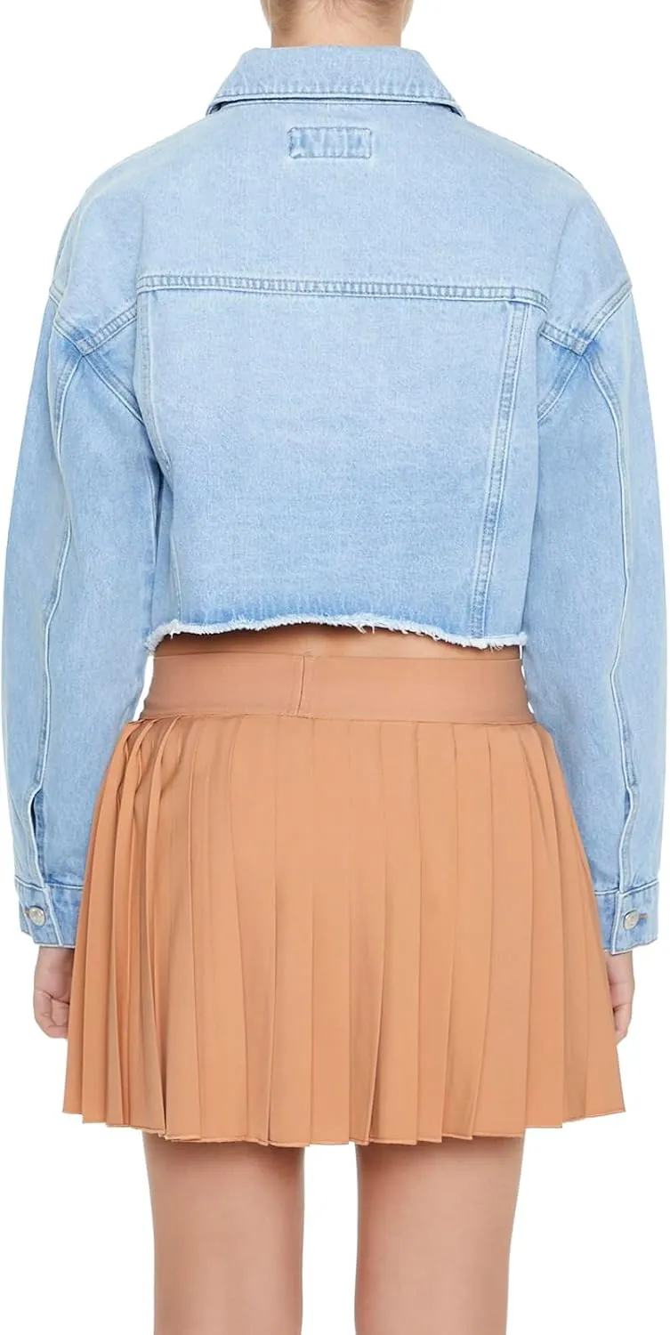 Forever 21 Women's Cropped Denim Trucker Jacket