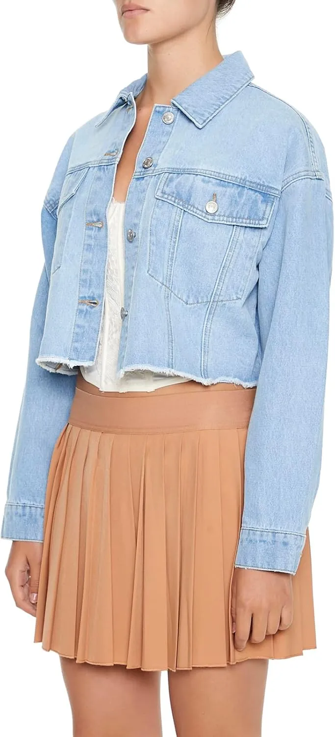 Forever 21 Women's Cropped Denim Trucker Jacket