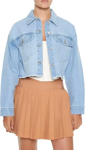Forever 21 Women's Cropped Denim Trucker Jacket