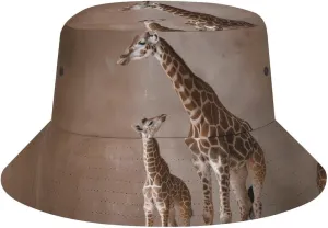 Giraffe Mother Bucket Hat Lightweight Fishing Hat Wide Brim Sun Protection Cap for Men Women