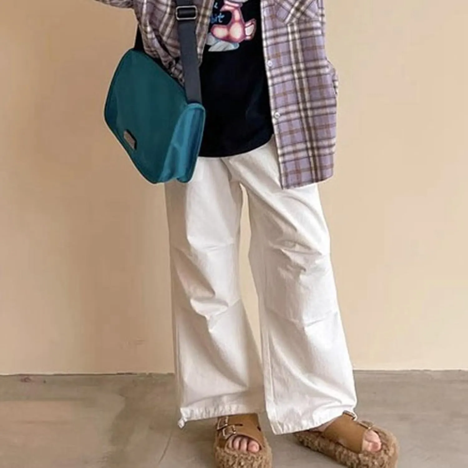 Girls Cargo Pants Casual Wide Leg Kids Jogger Trouser Trendy Cargo Pants for Dance Hiphop Streetwear