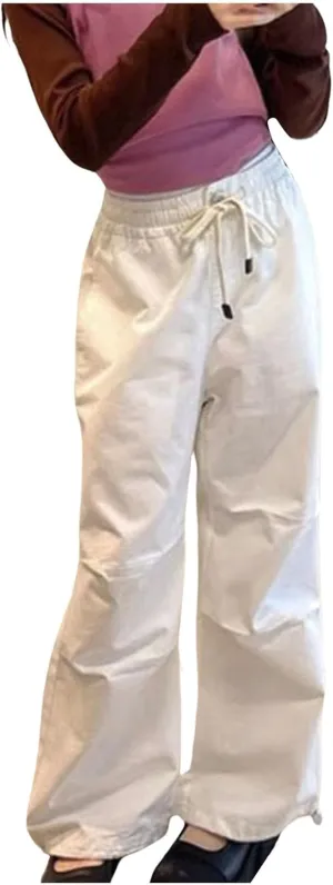 Girls Cargo Pants Casual Wide Leg Kids Jogger Trouser Trendy Cargo Pants for Dance Hiphop Streetwear