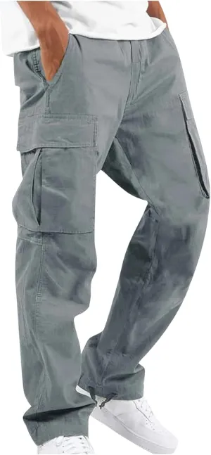 GOFULY Cargo Pants Mens Baggy Drawstring Elastic Waist Sweat Pants Tall with Multi Pockets Pants Casual Joggers Trousers